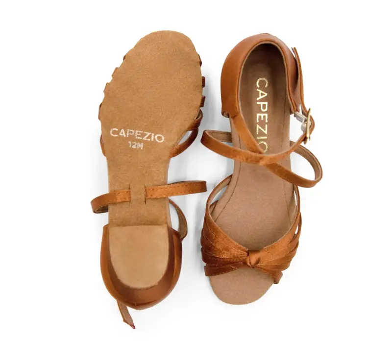 Freed of London Libby, leather latin shoes for children - Tan