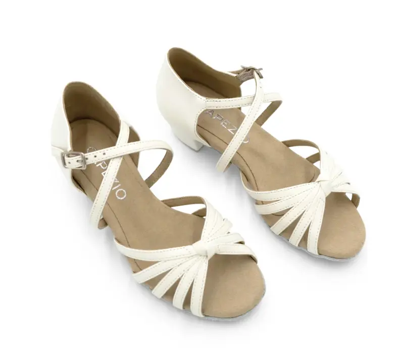 Freed of London Libby, leather latin shoes for children - White