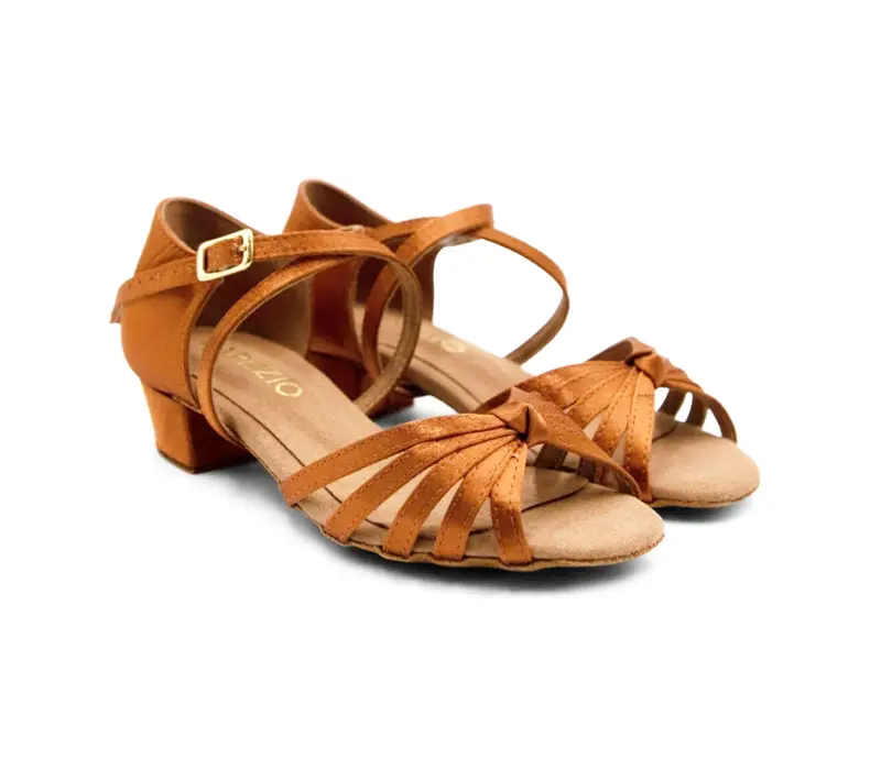 Freed of London Libby, leather latin shoes for children - Tan