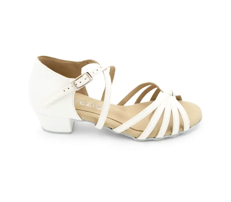 Freed of London Libby, leather latin shoes for children - White