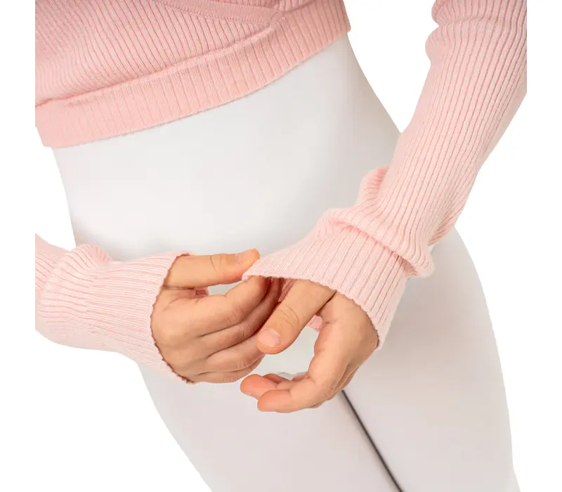 Capezio Cross Over Top, a Warm-up Top for Girls - Light Pink Bloch