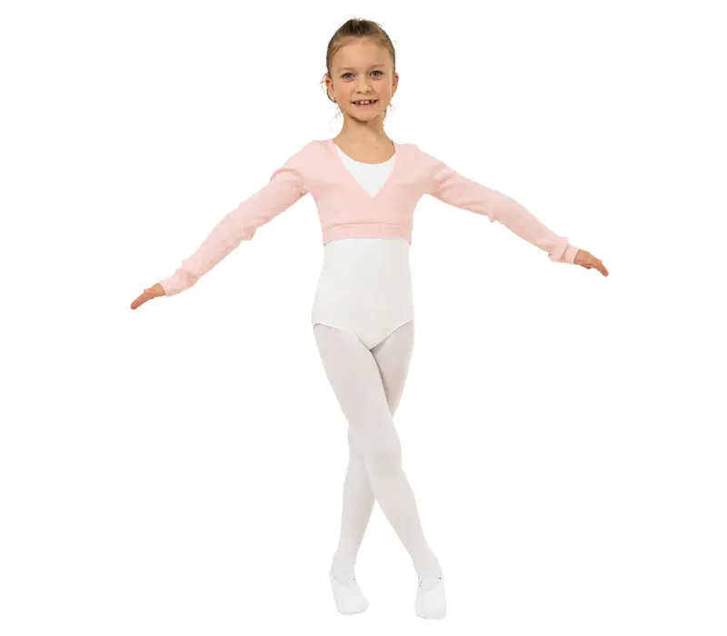 Capezio Cross Over Top, a Warm-up Top for Girls - Light Pink Bloch