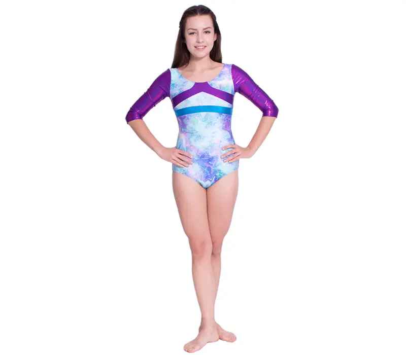 Capezio Gymnastics Arch Back, gymnastics leotard for women - Capezio Laser lights blue