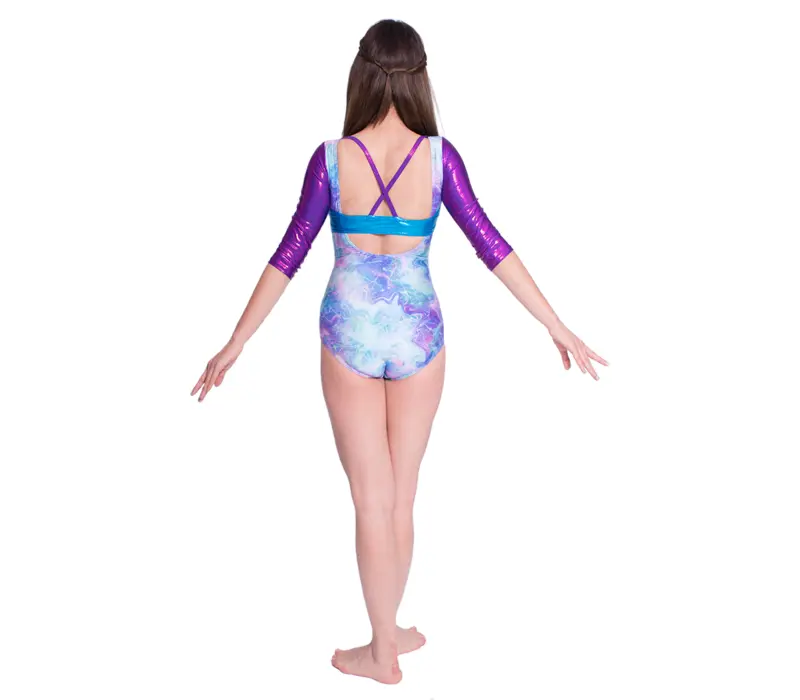 Capezio Gymnastics Arch Back, gymnastics leotard for women - Capezio Laser lights blue