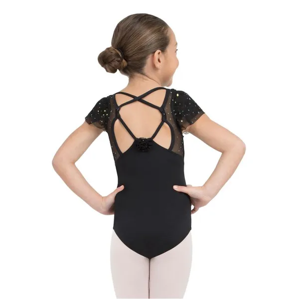 Capezio Glitter Rose Flutter, short sleeve leotard for girls