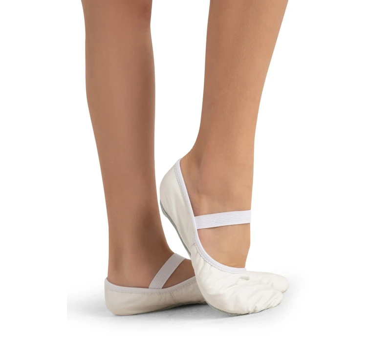 Capezio Luna, kid's leather ballet slippers - White