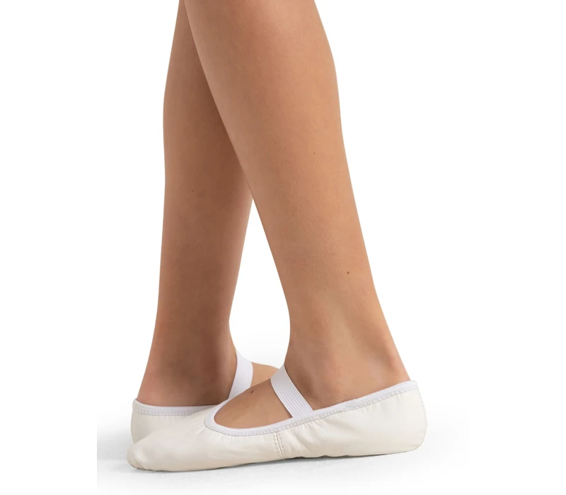 Capezio Luna, kid's leather ballet slippers - White
