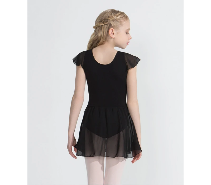 Capezio flutter sleeve dress, leotard with skirt - Black