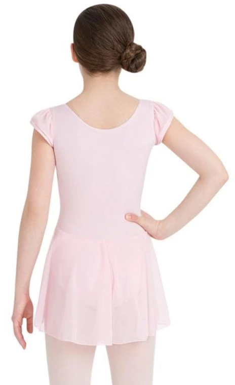 Nwt New Capezio Leotard Leo Dress Attached Skirt Cap Flutter Sleeve Pink Girl