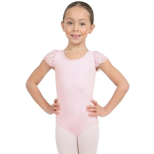 Capezio Glitter Rose Flutter, short sleeve leotard for girls