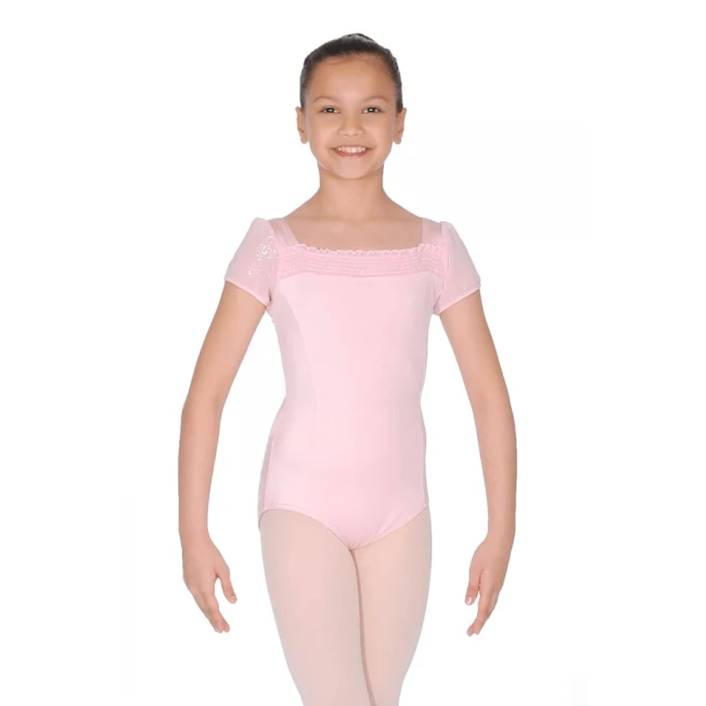 Capezio puff sleeve leotard with glittery shoulders