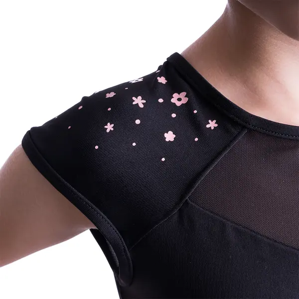 Mirella M1539C Flower burst, children's leotard with short sleeves