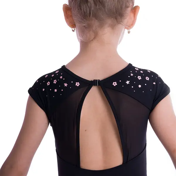 Mirella M1539C Flower burst, children's leotard with short sleeves