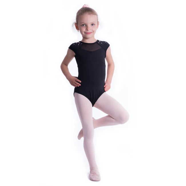 Mirella M1539C Flower burst, children's leotard with short sleeves Mirella M1539C Flower burst, children's leotard with short sleeves