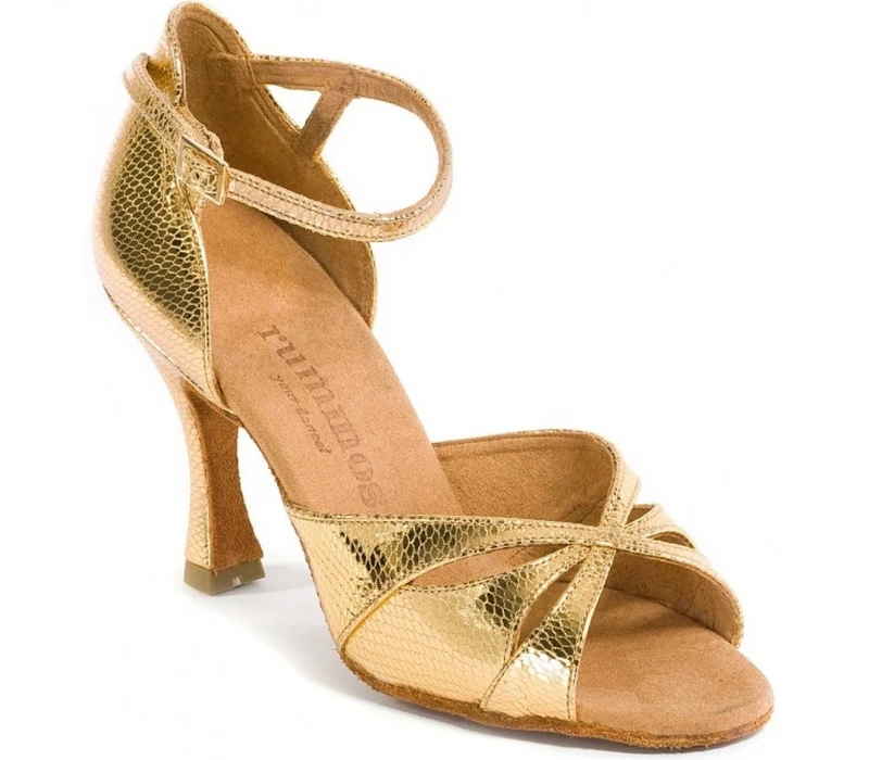 Rummos Exclusive ballroom dance shoes - Snake gold leather Rummos