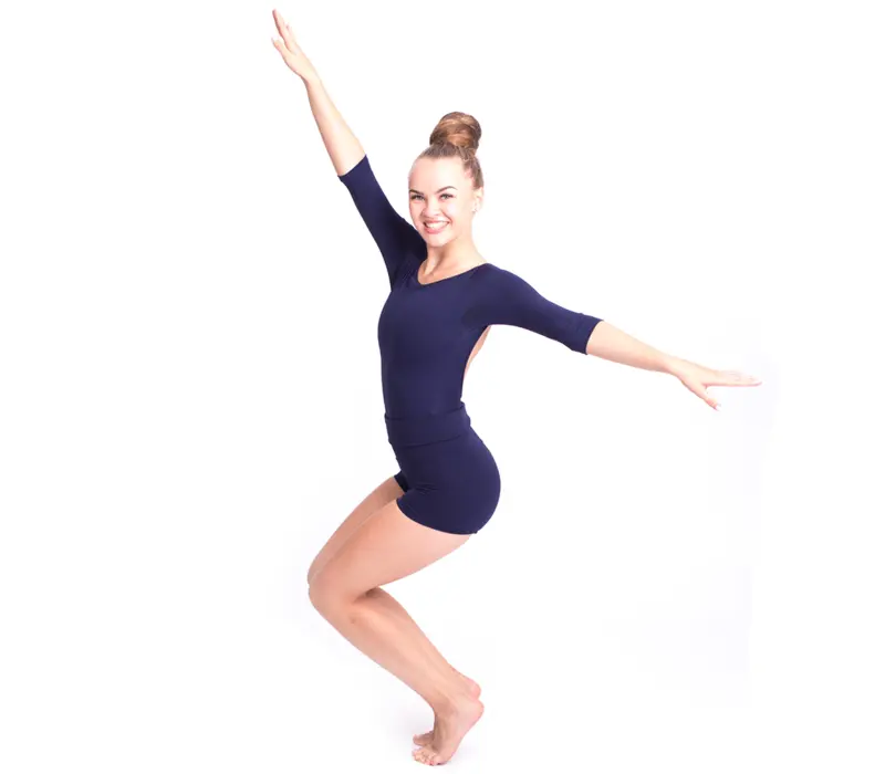 Capezio boatneck 3/4 sleeve leotard - Navy