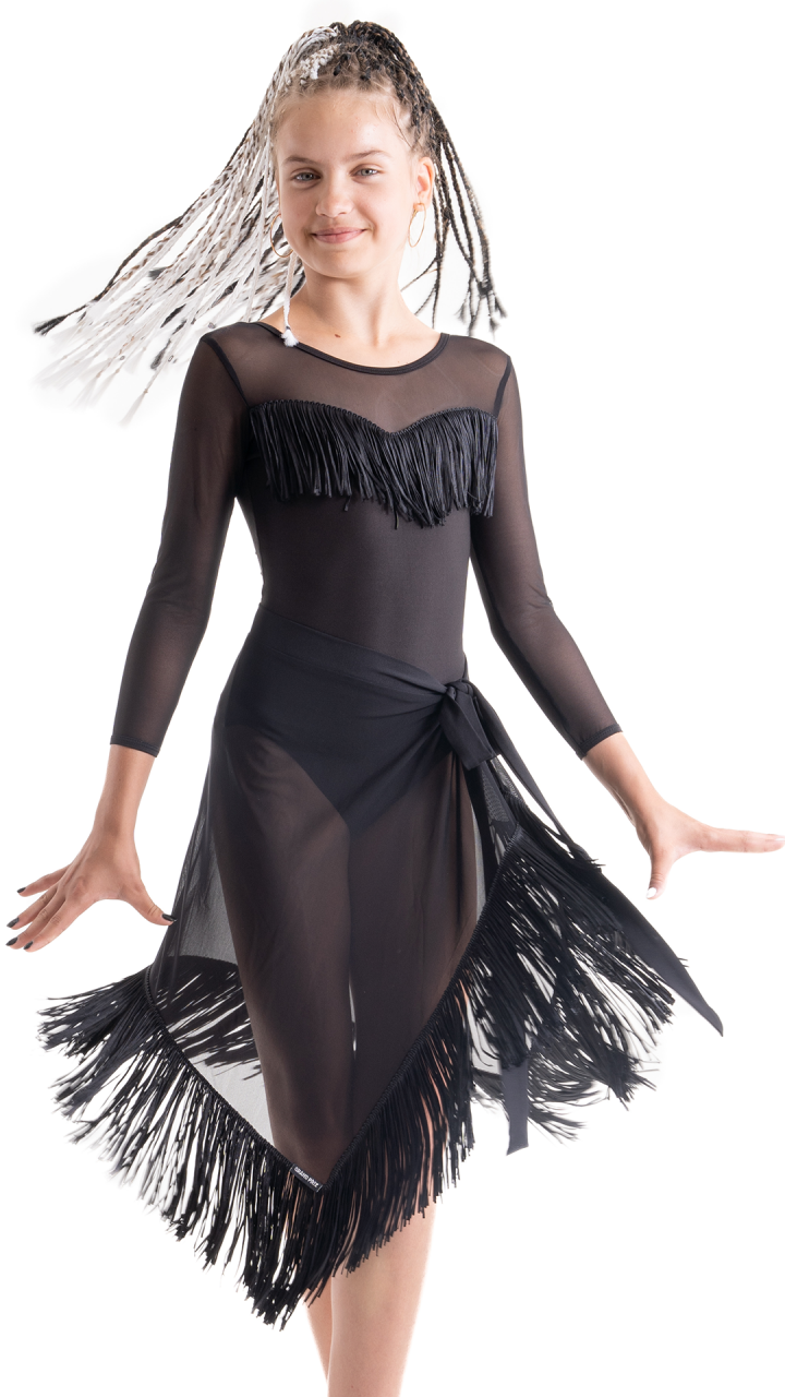 Emrata Fringe Mesh Wrap Skirt main image 1